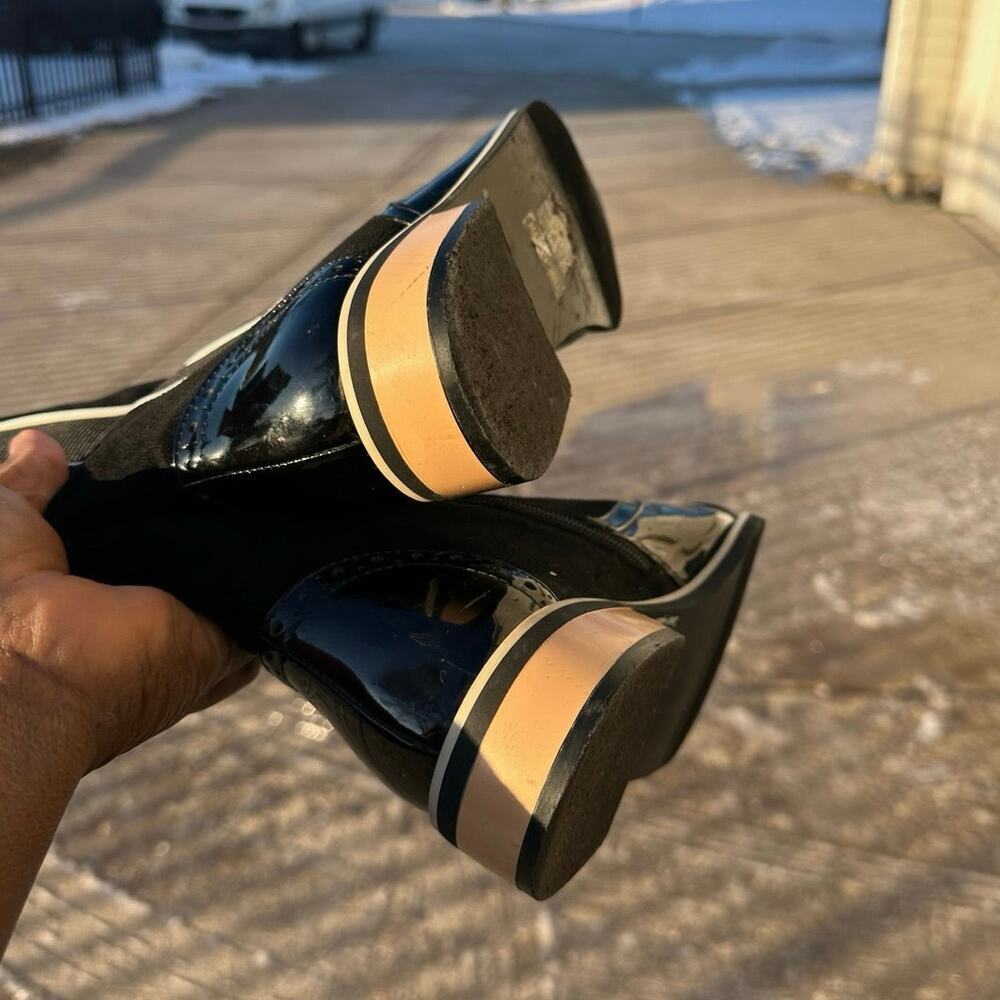 Lolita Paris Tall Patent Leather Suede Boots Size 39 US Women’s 8 Black - Picture 13 of 17